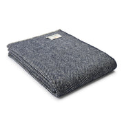 Tweedmill Pure New Wool Fishbone Throw in Navy