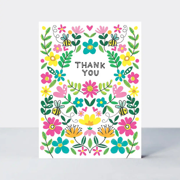 10 Mini Notecards - Thank You Floral Pattern