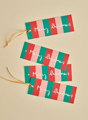Heather Evelyn Set of 8 Gift Tags - Merry Christmas Stripe