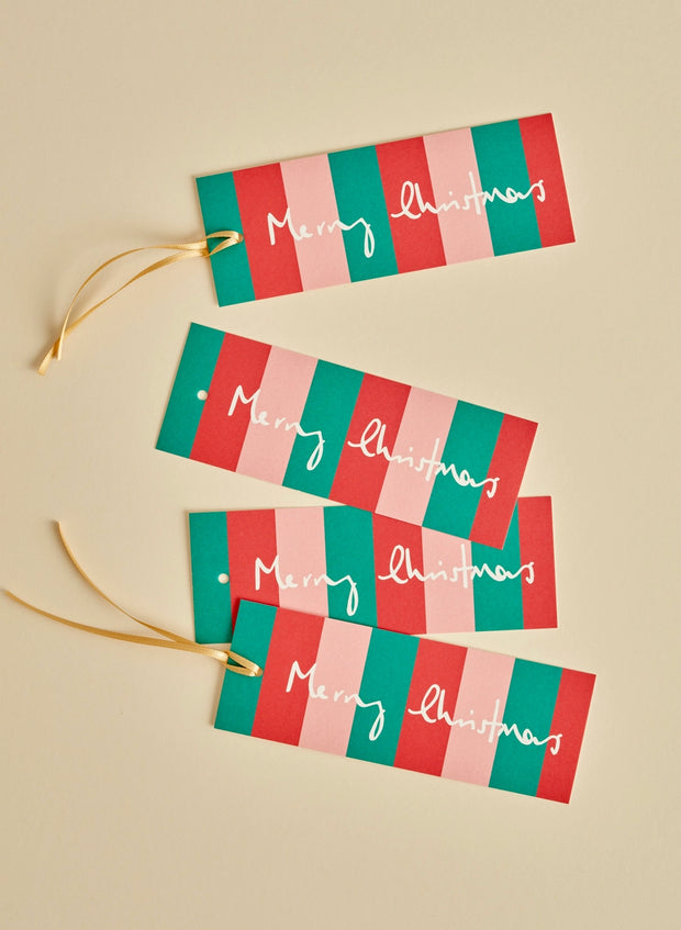 Heather Evelyn Set of 8 Gift Tags - Merry Christmas Stripe