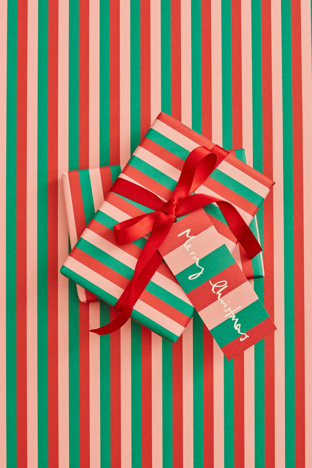 Heather Evelyn Set of 8 Gift Tags - Merry Christmas Stripe