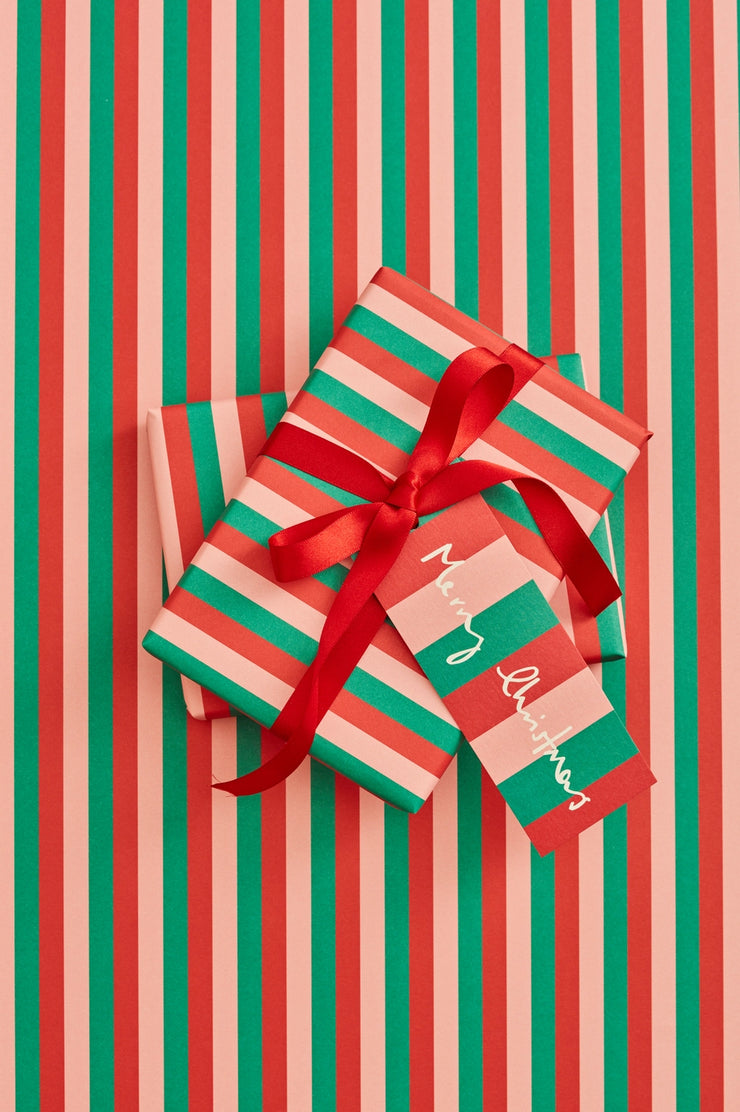 Heather Evelyn Set of 8 Gift Tags - Merry Christmas Stripe