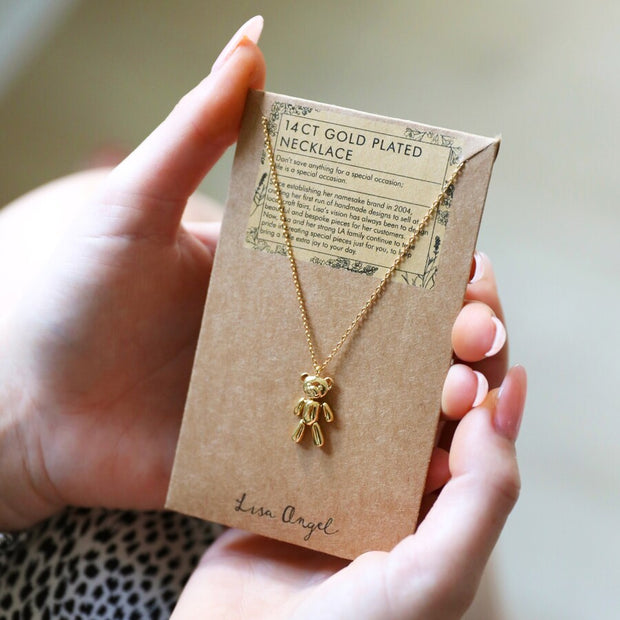 Dancing Teddy Bear Pendant Necklace