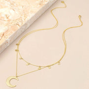 Gold Double Layer Stars & Moon Necklace