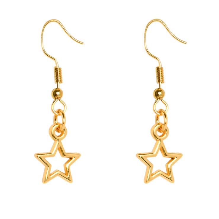Cockatoo Gold Star Outline Droplet Earrings
