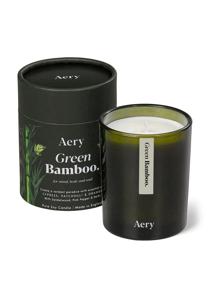 Aery Green Bamboo Scented Soy Candle - Cypress, Patchouli & Orange