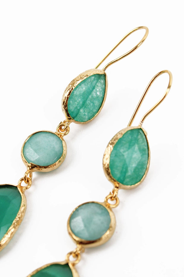 My Doris Triple Drop Earrings - Green