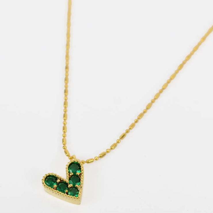 My Doris Gemstone Heart Necklace - Green