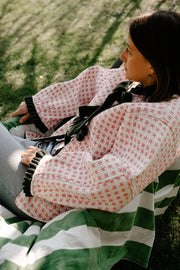 Twizzell Reversible Ruffle Jacket - Green Floral & Pink Star
