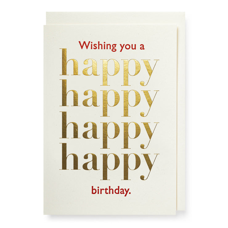 Archivist Mini Gold Happy Happy Birthday Card