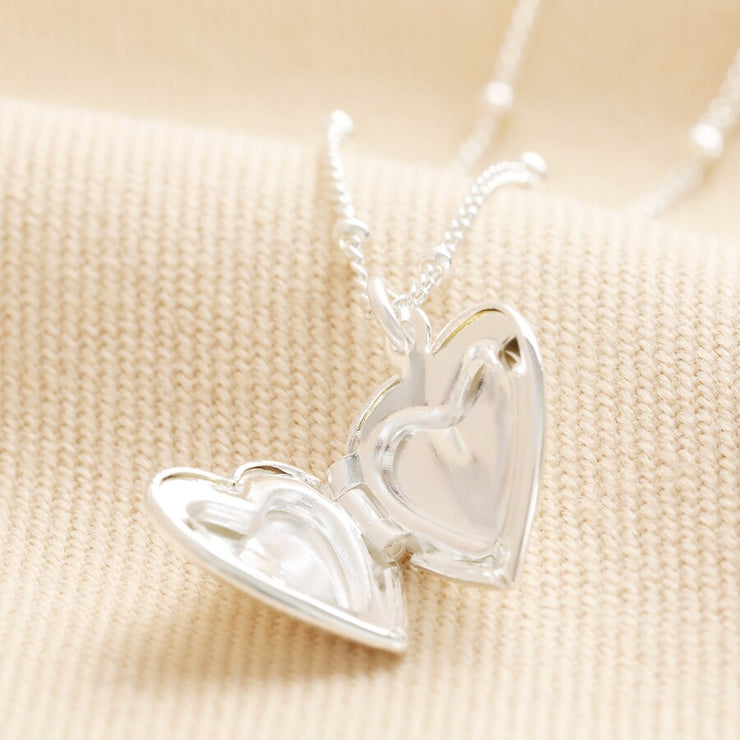 Heart Silver Locket Necklace