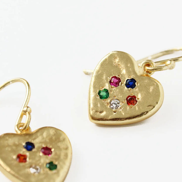 My Doris Heart Gem Earrings - Gold