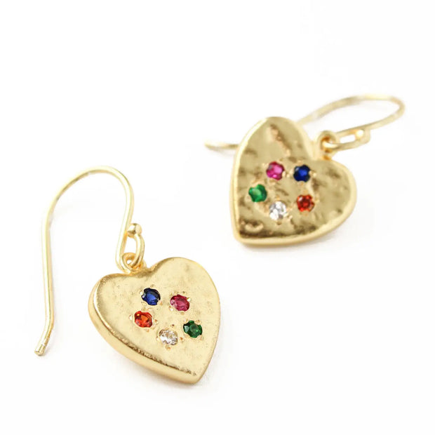 My Doris Heart Gem Earrings - Gold