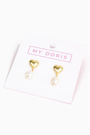 My Doris Gold Chunky Heart Studs