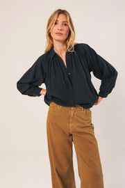 Indi & Cold Crepe Cotton Navy Blouse