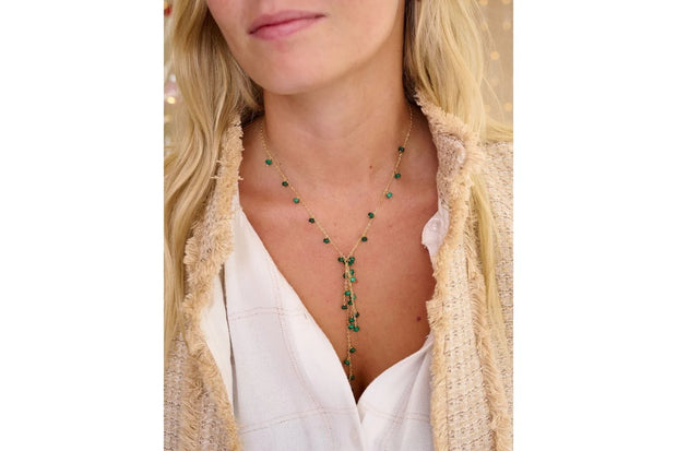 Boho Betty Necklace - Ivy Malachite Lariat Necklace
