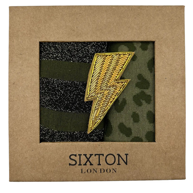 Sixton Ivy Leopard & Berlin Sock Box Duo with Lightning Bolt