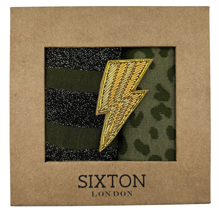 Sixton Ivy Leopard & Berlin Sock Box Duo with Lightning Bolt