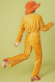 Bamboo Sequins Bomber Jacket - Orange