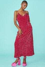 Pink Sequins Duchess Shift Dress