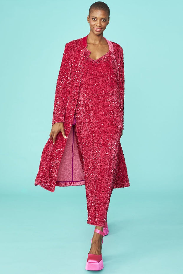 Pink Sequins Duchess Shift Dress