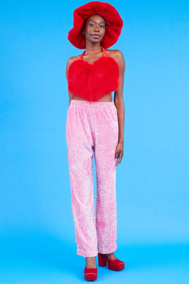 Bamboo Sequins Trousers - Pink