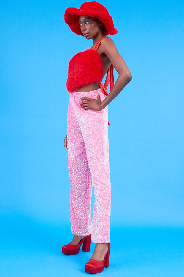 Bamboo Sequins Trousers - Pink