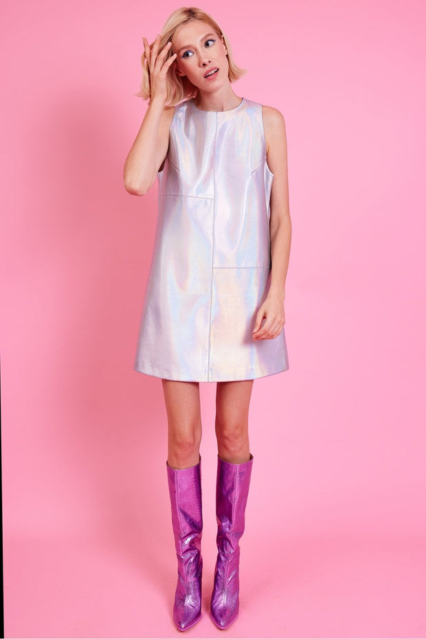 Kathryn Metallic Silver Mini Dress