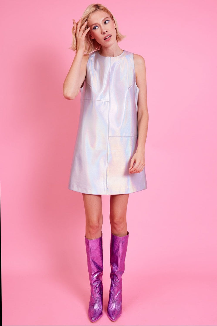 Kathryn Metallic Silver Mini Dress