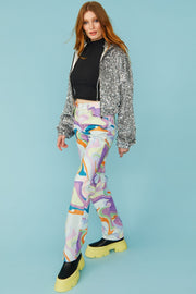 Sequin Velvet Bomber Jacket - Silver