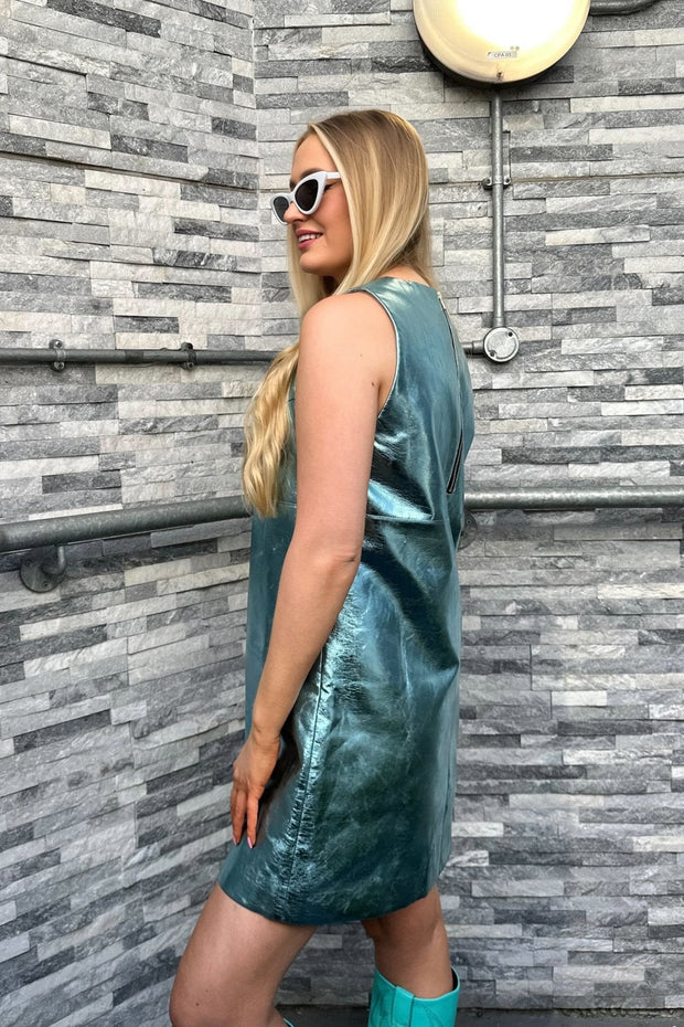Kathryn Metallic Blue Mini Dress