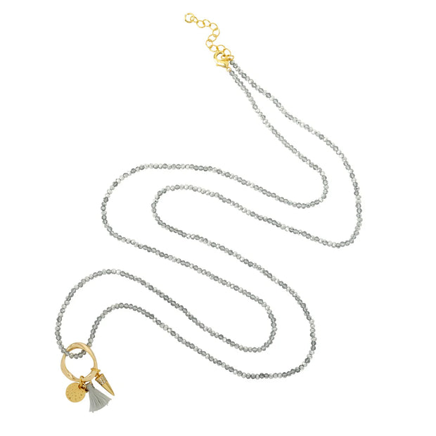 Ashiana Spark Grey Long Necklace