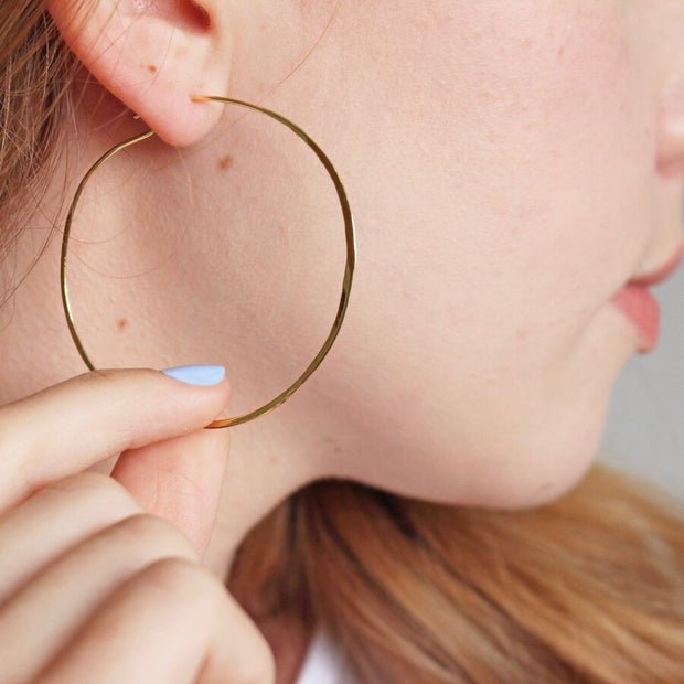 Large Thin Hoop Earrings - Gold