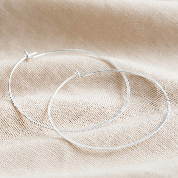 Large Thin Hoop Earrings - Sterling Silver