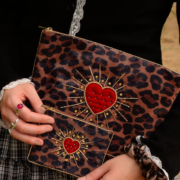 My Doris Large Pouch - Leopard Heart Burst