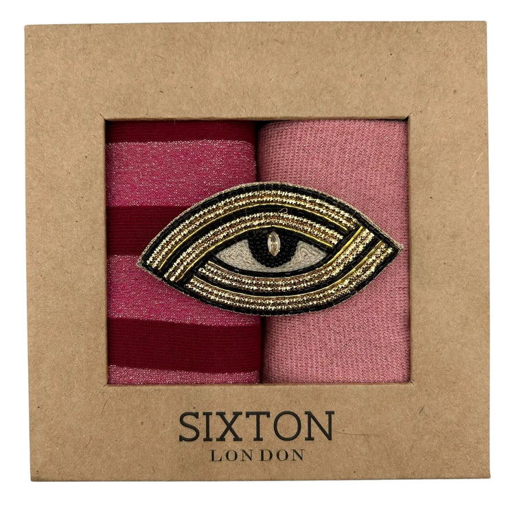 Sixton Red Berlin Sock Duo with Linear Eye Pin