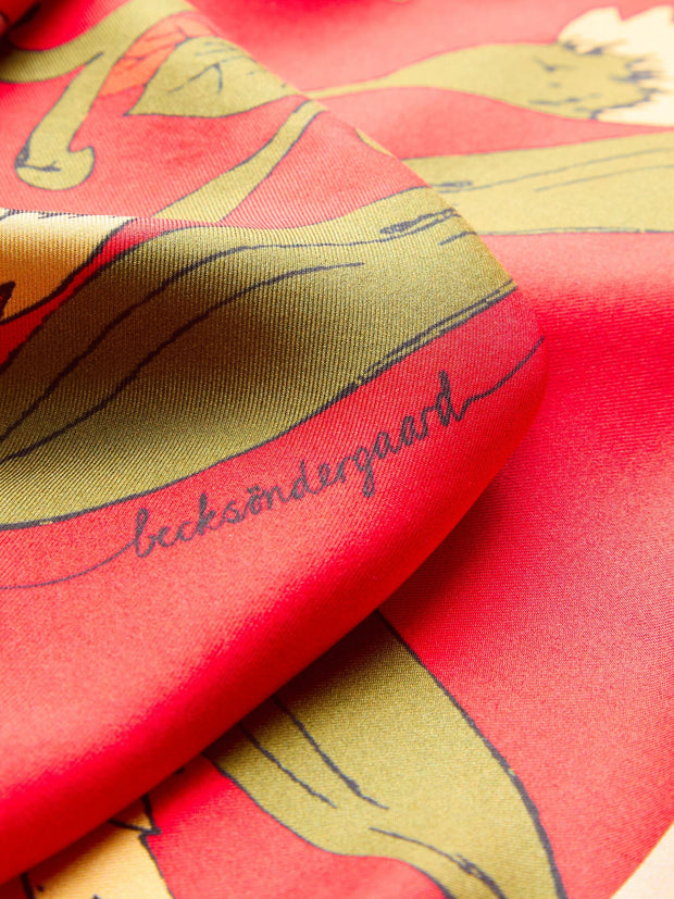 Becksondergaard Magna Flower Sia Scarf - Adrenaline Red