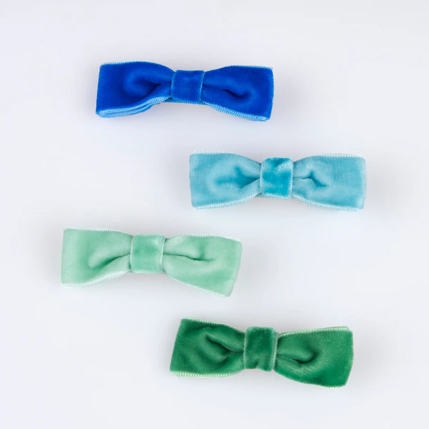 Meri Meri Hair Clips - Rainbow Velvet Bows