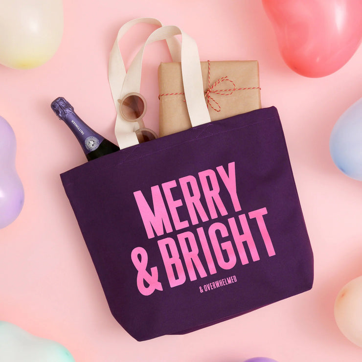Merry & Bright (& Overwhelmed) Plum Tote Bag