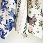 Thornback & Peel Tea Towel - Blue Rabbit & Cabbages