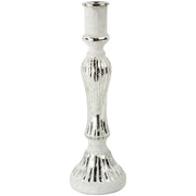 Glass Candlestick Antique Silver White