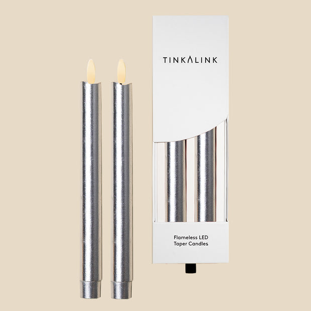 Tinkalink Fabric Wrapped LED Candles x 2 - Metallics