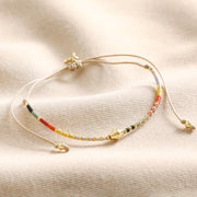 Multi Coloured Miyuki Bead Cord Anklet