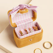 Mustard & Pink Velvet Bow Mini Ring Case