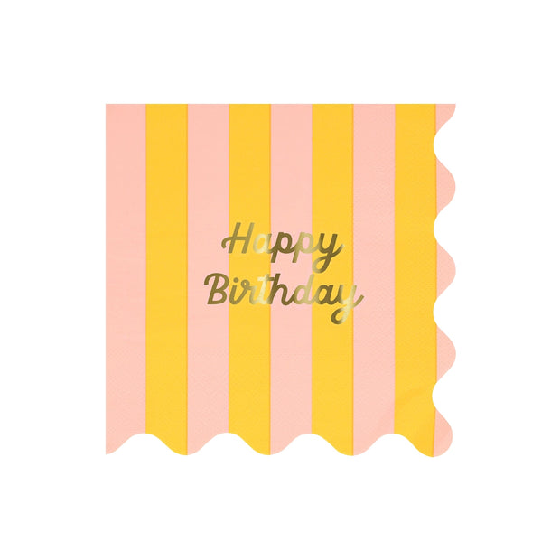Meri Meri Paper Napkins x 16 - Striped Happy Birthday