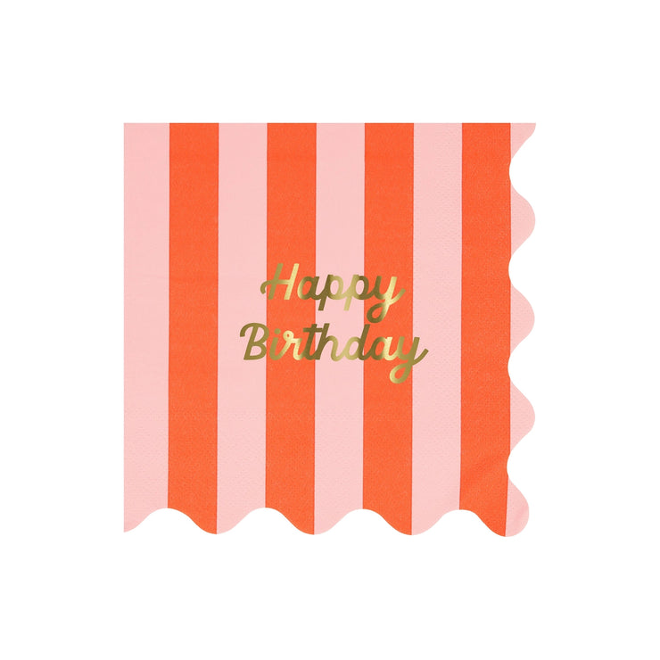 Meri Meri Paper Napkins x 16 - Striped Happy Birthday