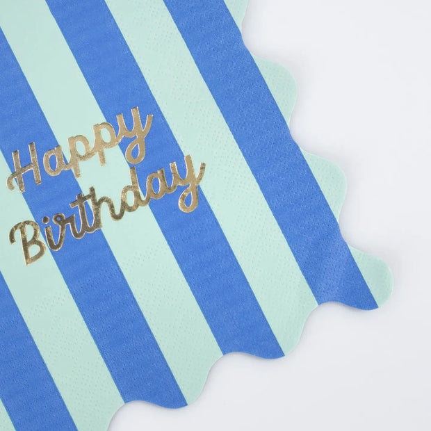 Meri Meri Paper Napkins x 16 - Striped Happy Birthday