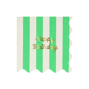 Meri Meri Paper Napkins x 16 - Striped Happy Birthday