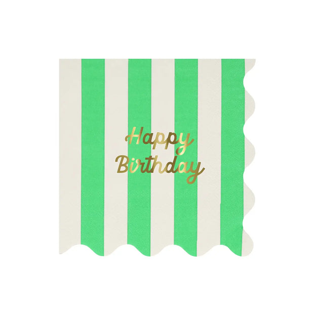 Meri Meri Paper Napkins x 16 - Striped Happy Birthday