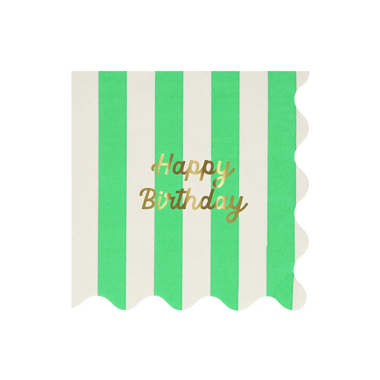 Meri Meri Paper Napkins x 16 - Striped Happy Birthday